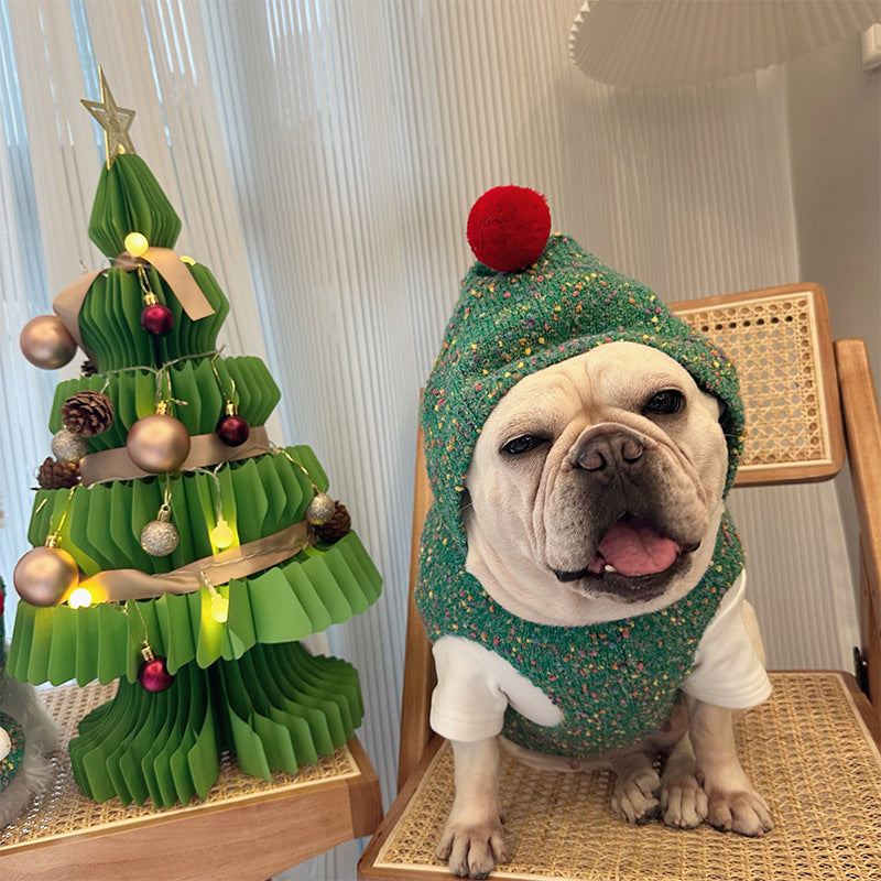 Autumn And Winter Warm Christmas Hooded Woolen Vest Dog Pet Sweater