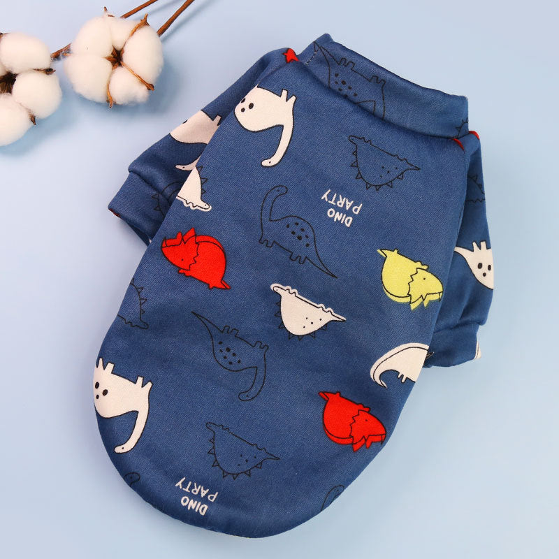 Printed Cartoon Pet Clothes Plus Velvet Two-legged Sweater