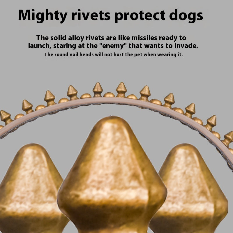 Rivets Medium And Large Leather Pet Collar