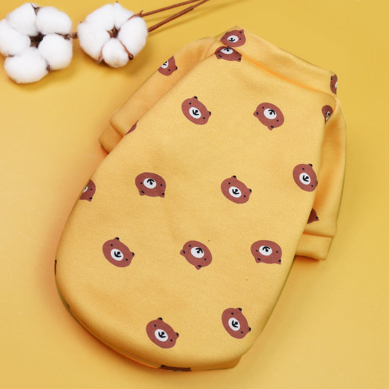 Printed Cartoon Pet Clothes Plus Velvet Two-legged Sweater