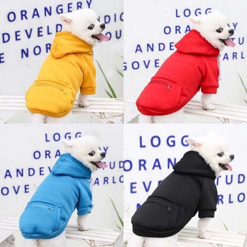 Pet Clothes New Small Medium Zipper Pocket Sweatshirt