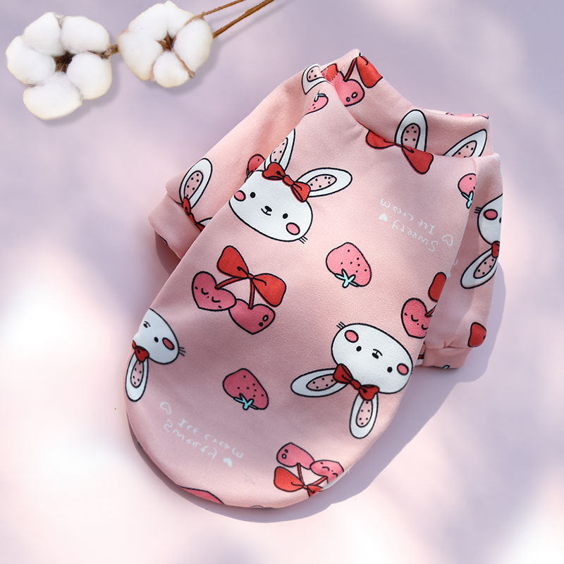 Printed Cartoon Pet Clothes Plus Velvet Two-legged Sweater