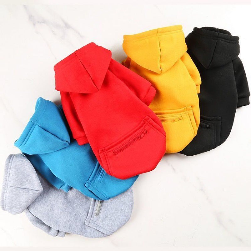 Pet Clothes New Small Medium Zipper Pocket Sweatshirt