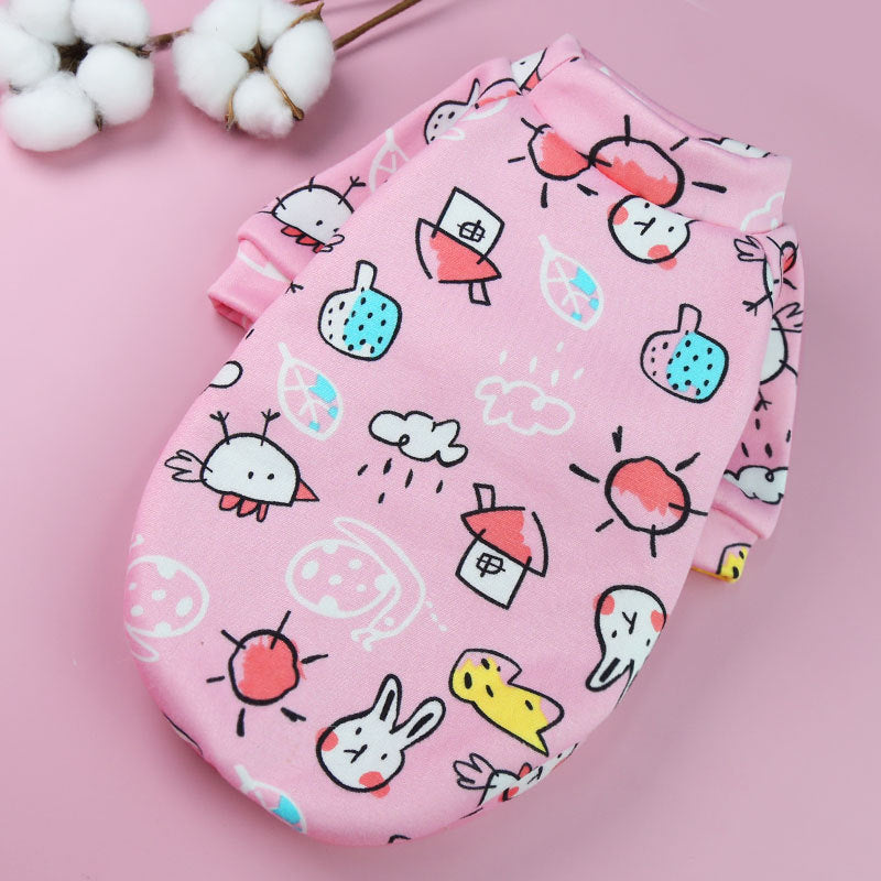 Printed Cartoon Pet Clothes Plus Velvet Two-legged Sweater