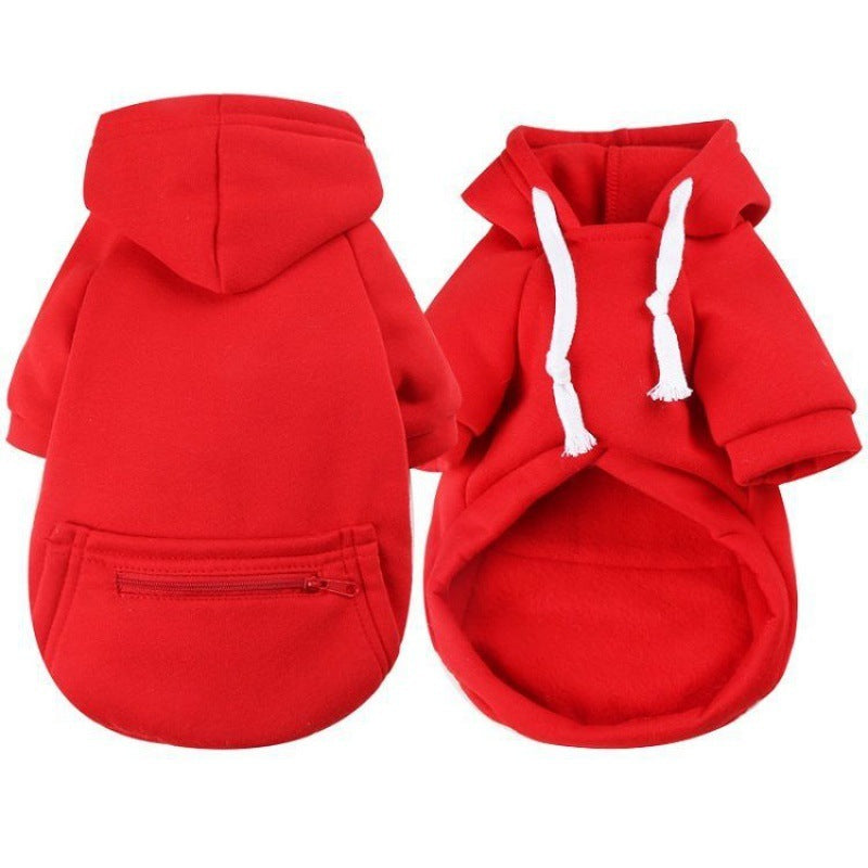 Pet Clothes New Small Medium Zipper Pocket Sweatshirt