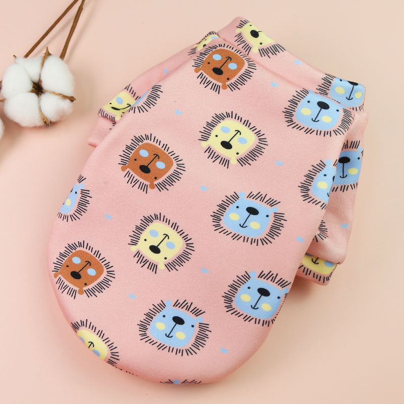 Printed Cartoon Pet Clothes Plus Velvet Two-legged Sweater