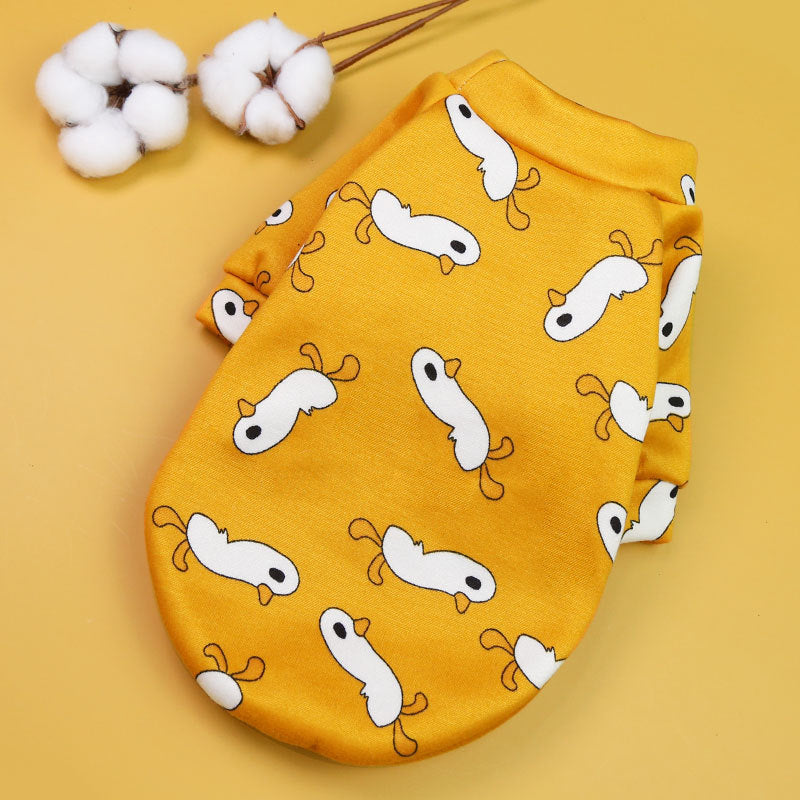 Printed Cartoon Pet Clothes Plus Velvet Two-legged Sweater